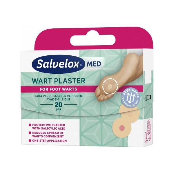 SALVELOX MED WART PLASTER VERRUGAS APOSITO ADHESIVO CON SALICILICO 20 APOSITOS