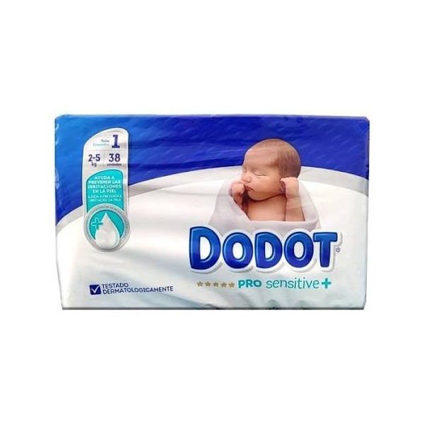 PAÑAL INFANTIL DODOT PRO SENSITIVE TALLA 1 2-5 KG 38 UNIDADES