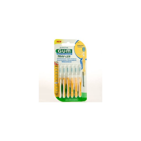 CEPILLO INTERDENTAL VIAJE GUM 1514 TRAV-LER EXTRAFINO 1.3 mm CONICO 6 UNIDADES