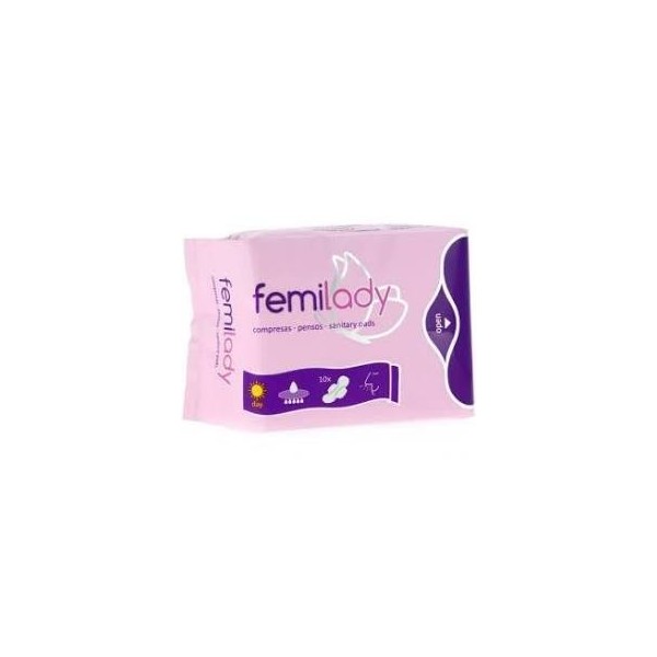 COMPRESAS HIGIENICAS FEMENINAS FEMILADY DIA 10 UNIDADES