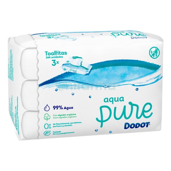 DODOT AQUA PURE TOALLITAS HUMEDAS PARA BEBES 144 UNIDADES