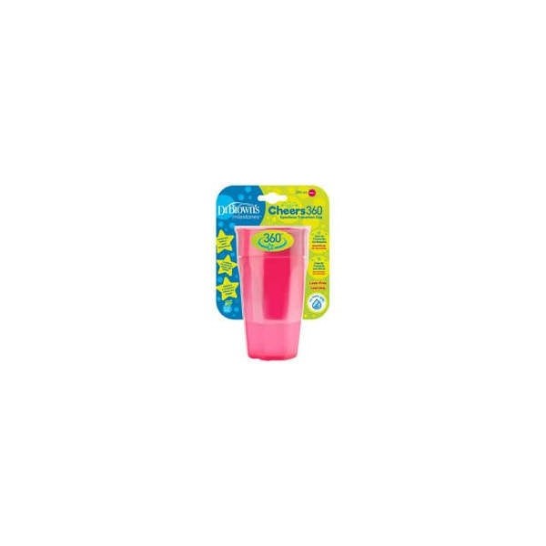 VASO 360º SIN BOQUILLA DR BROWN´S ROSA 300 ML