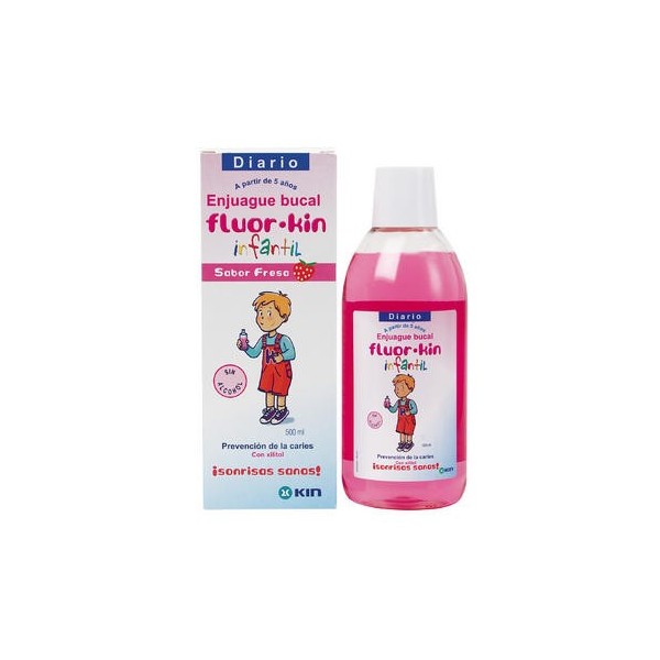 FLUOR KIN INFANTIL ENJUAGUE BUCAL 1 FRASCO 500 ml SABOR FRESA