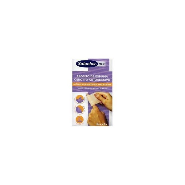 SALVELOX MED FOAM PLASTER APOSITO ADHESIVO 1 APOSITO 1m x 6 cm