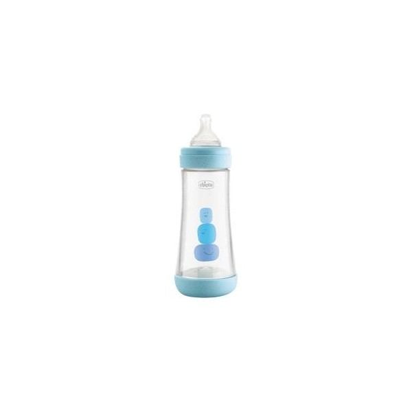 BIBERON PLASTICO T SILICONA CHICCO PERFECT5 AZUL 4M+ FLUJO RAPIDO 300 ML