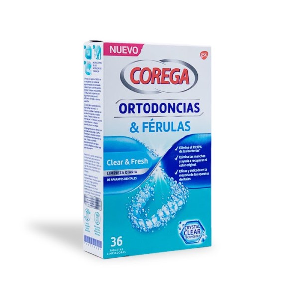 COREGA ORTODONCIAS & FERULAS 36 TABLETAS LIMPIADORAS