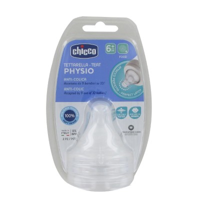 TETINA SILICONA CHICCO PHYSIO 6M+ FLUJO PAPILLA 2 U