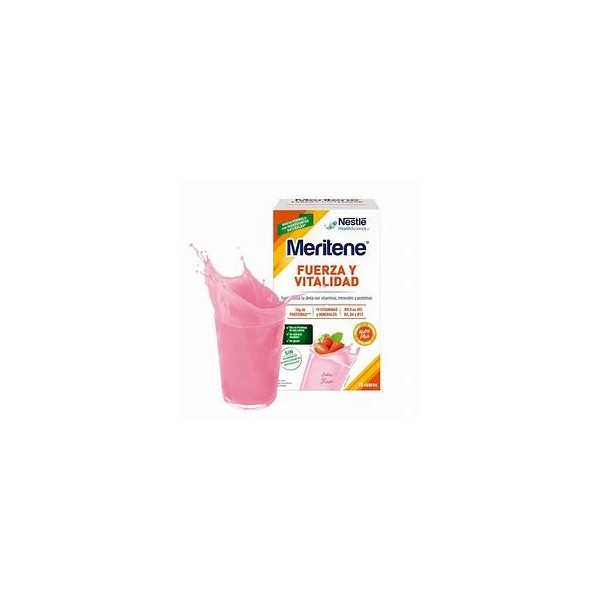 MERITENE FUERZA Y VITALIDAD BATIDO 15 SOBRES 30 g SABOR FRESA