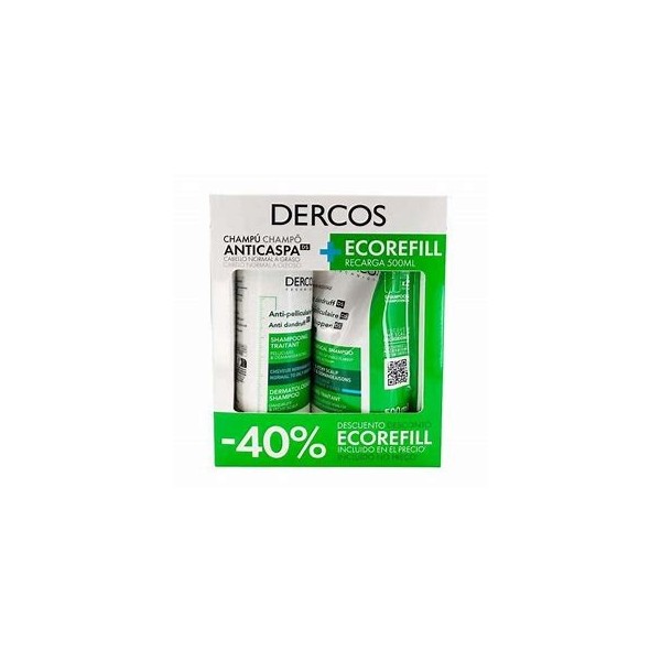 DERCOS PACK CHAMPU ANTICASPA GRASA 390ML+ RECARGA 500ML