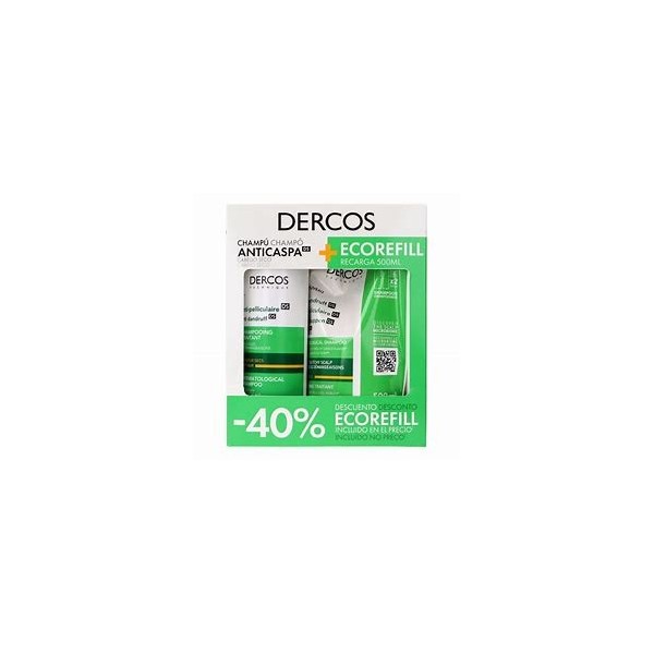 DERCOS PACK CHAMPU ANTICASPA SECA 390ML+RECARGA 500ML