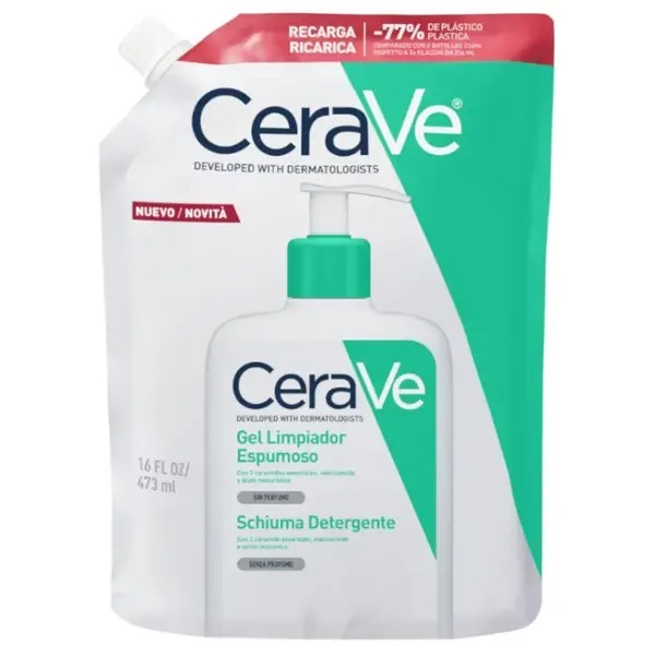 LIMPIADOR ESPUMOSO CERAVE 1 ENVASE 473 ml RECARGA