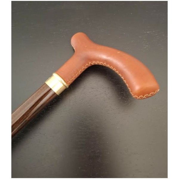 BASTON MADERA C/PUÑO PIEL