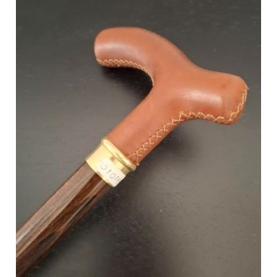 BASTON MADERA PUÑO PIEL