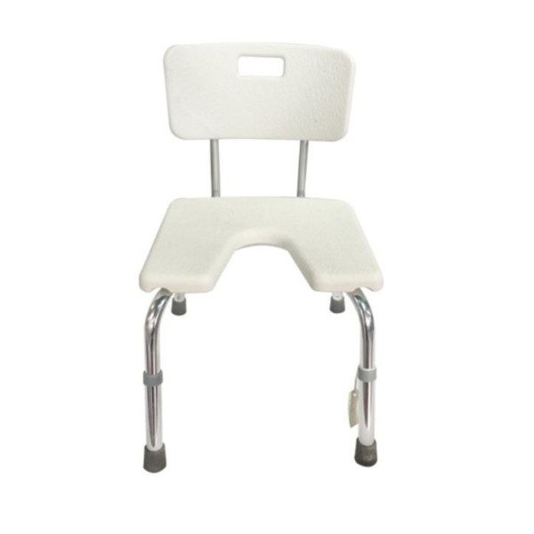 SILLA BAÑO ALUMINIO CON RESPALDO HERRADURA 2193 GARCIA Y SUCESORES