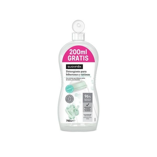 SUAVINEX DETERGENTE TETINAS Y BIBERONES 1 BOTELLA 550 ML + 200 ML FREE