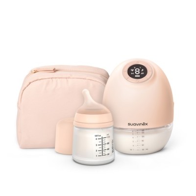 EXTRACTOR DE LECHE ELECTRICO MANOS LIBRES SUAVINEX MOTHERING 1 UNIDAD + 1 BIBERON ZERO ZERO 120 ml P