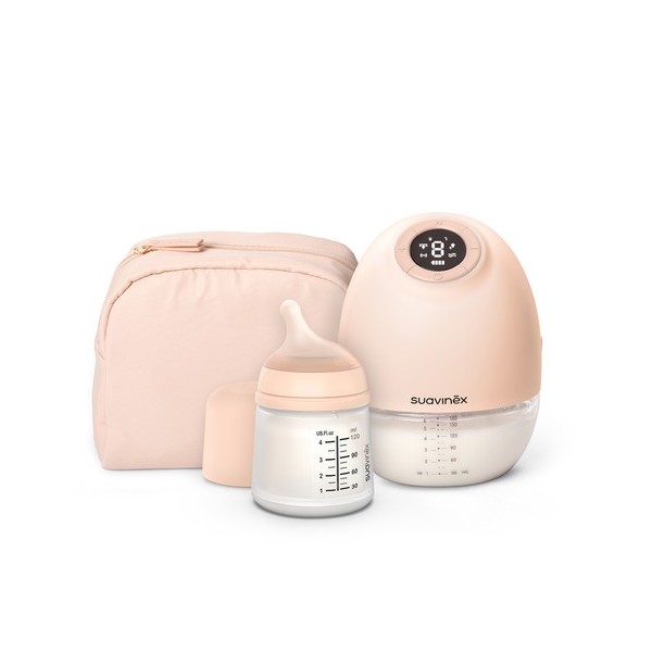 EXTRACTOR DE LECHE ELECTRICO MANOS LIBRES SUAVINEX MOTHERING 1 UNIDAD + 1 BIBERON ZERO ZERO 120 ml P