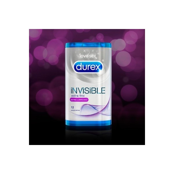 DUREX INVISIBLE EXTRA FINO EXTRA LUBRICADO PRESERVATIVOS 12 UNIDADES