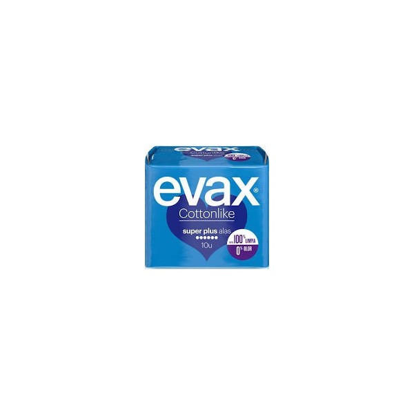 COMPRESAS HIGIENICAS FEMENINAS EVAX COTTONLIKE SUPERPLUS CON ALAS 12 COMPRESAS