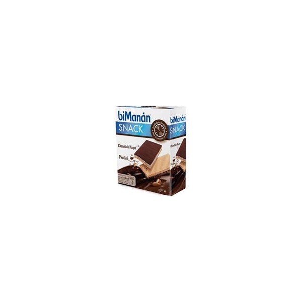 BIMANAN SNACK BARQUILLO 0% AZUCARES AÑADIDOS 6 UNIDADES 20 g SABOR CHOCOLATE CON LECHE Y AVELLANAS T