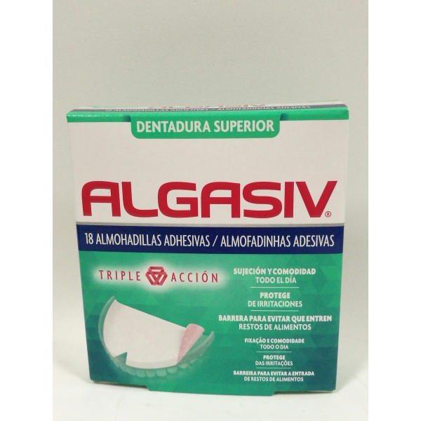 ALGASIV ALMOHADILLAS ADHESIVAS DENTADURA SUPERIOR 18 UNIDADES