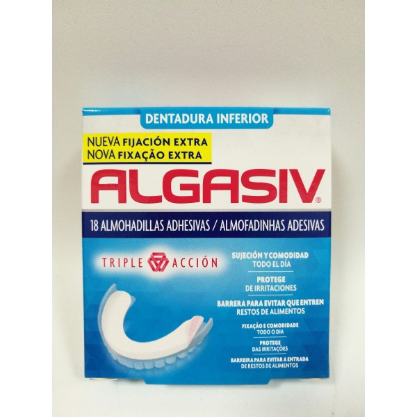 ALGASIV ALMOHADILLAS ADHESIVAS DENTADURA INFERIOR 18 UNIDADES